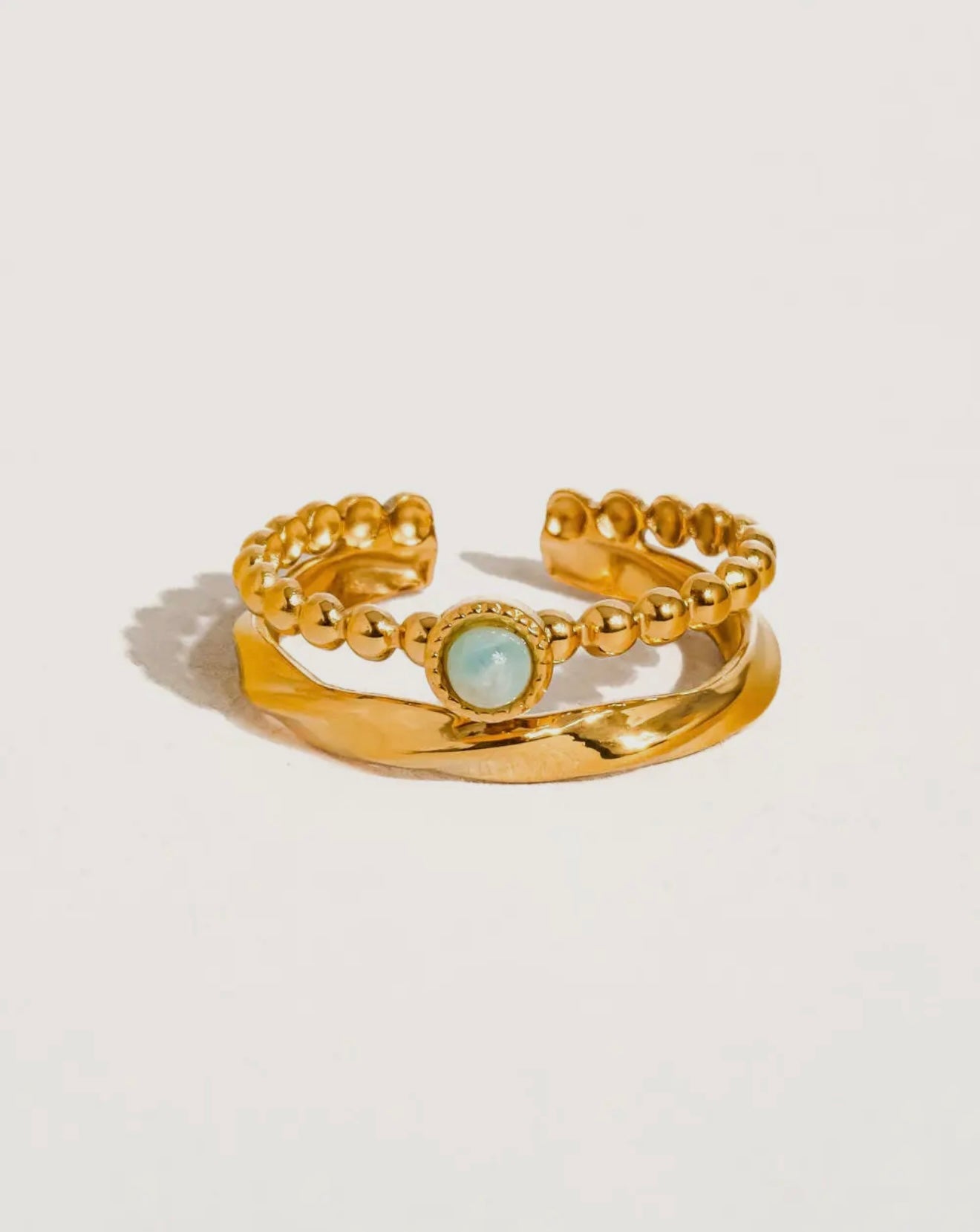 Green Double Band Ring