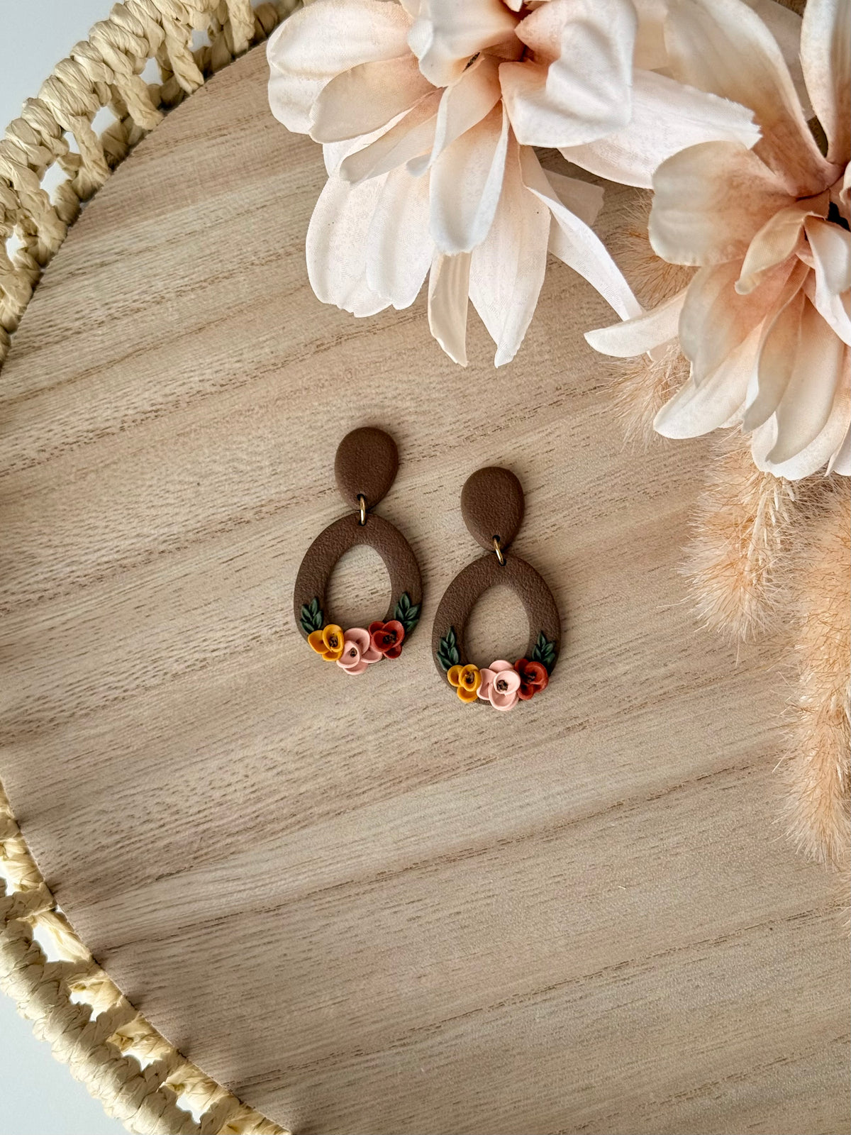 Brown Floral Teardrops