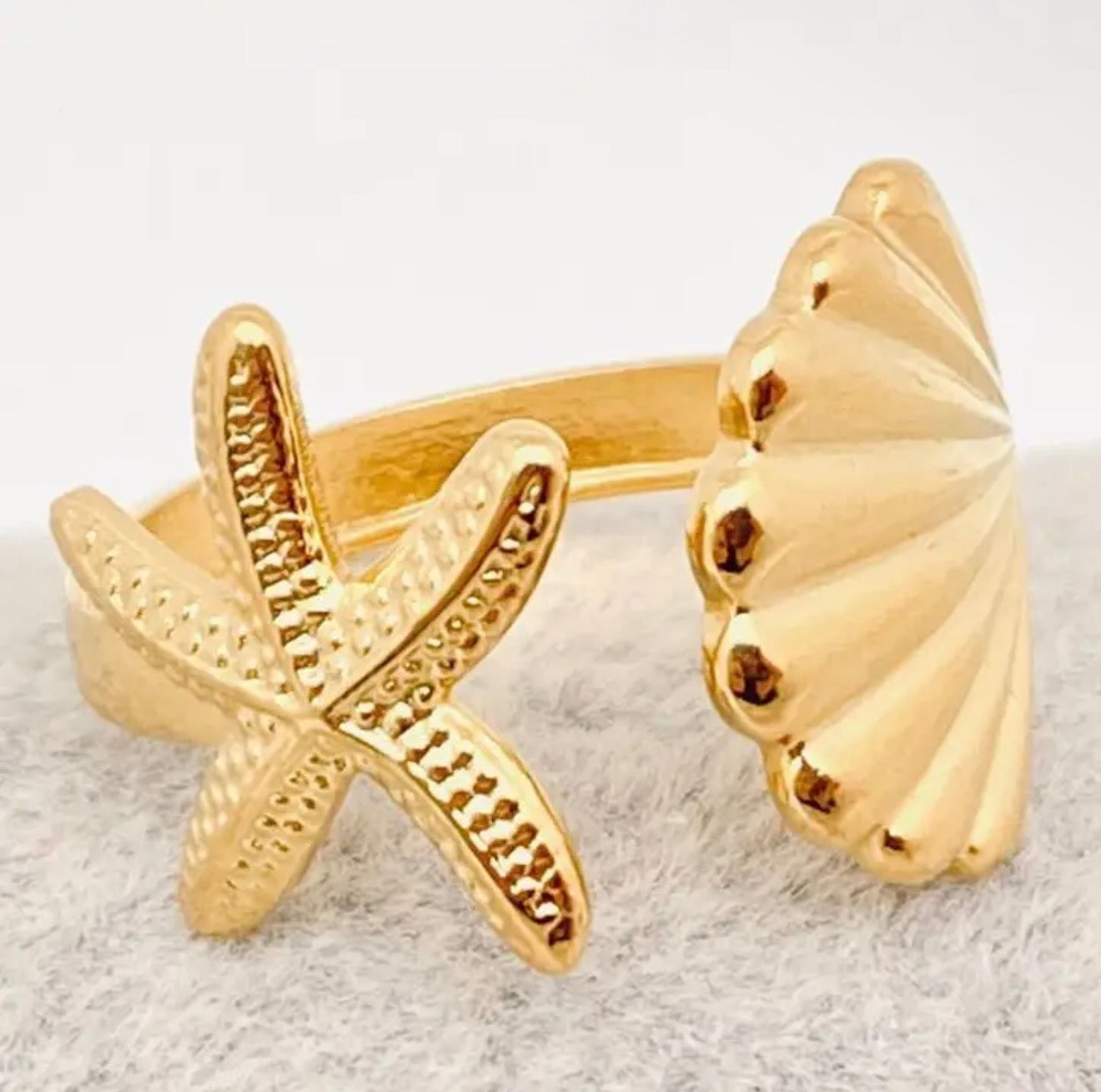 Starfish and Shell Ring
