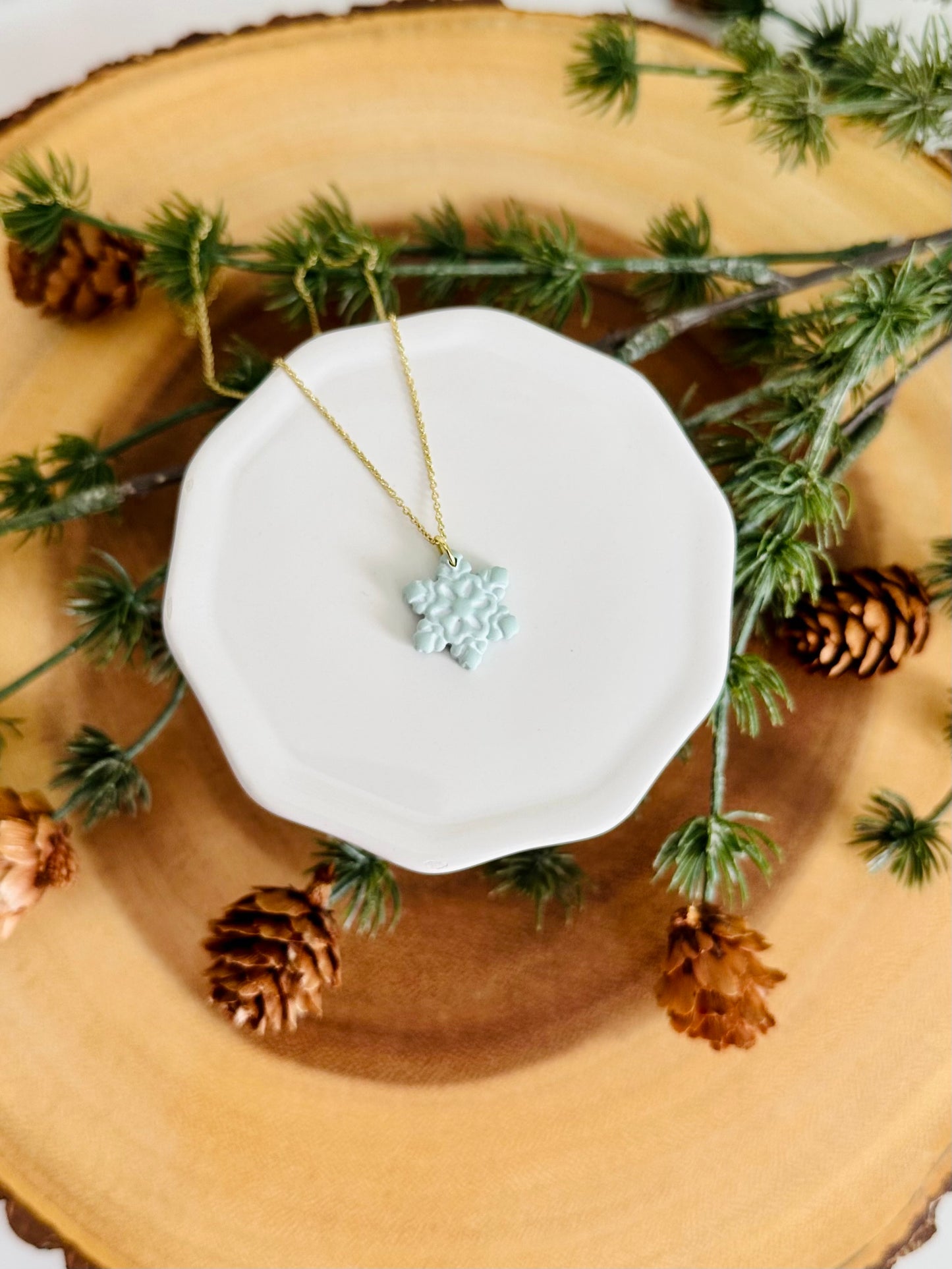 Blue and White Snowflake Necklace