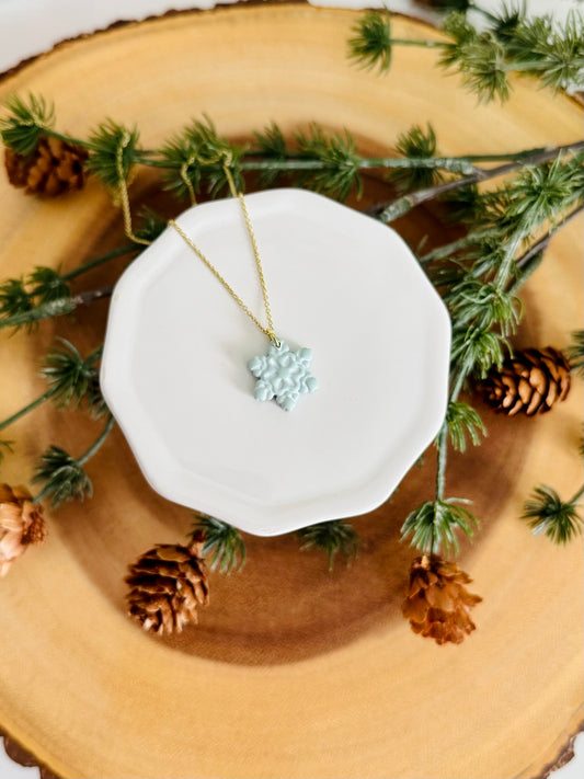Blue and White Snowflake Necklace