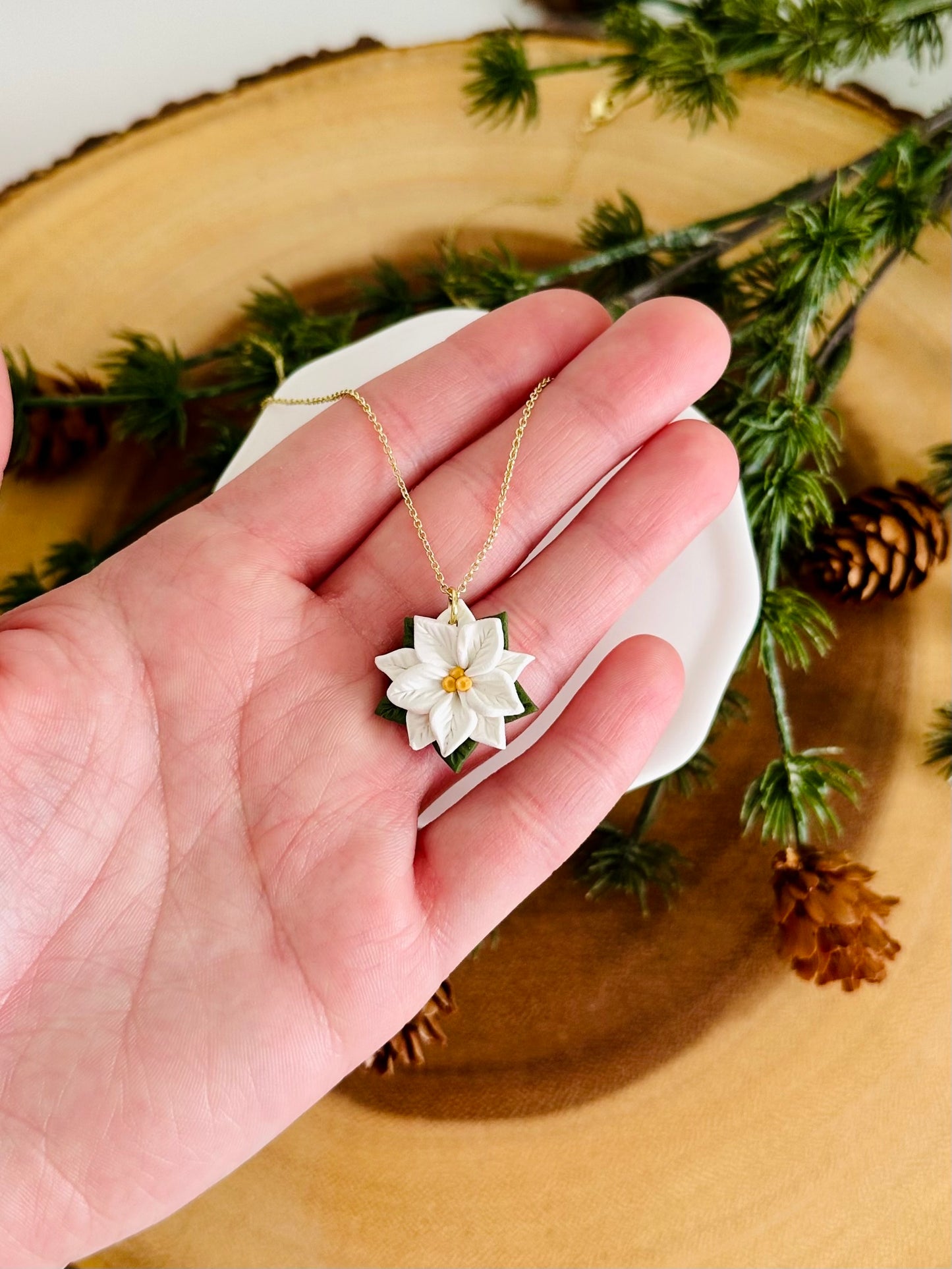 White Poinsettia Necklace