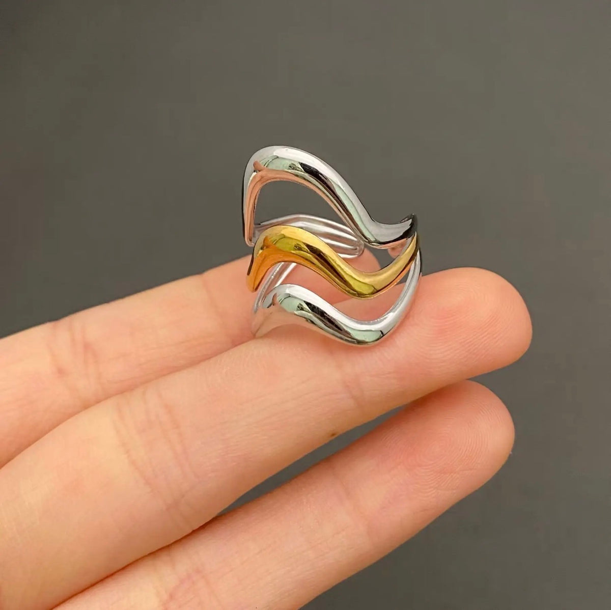 Mixed Metal Geometric Ring