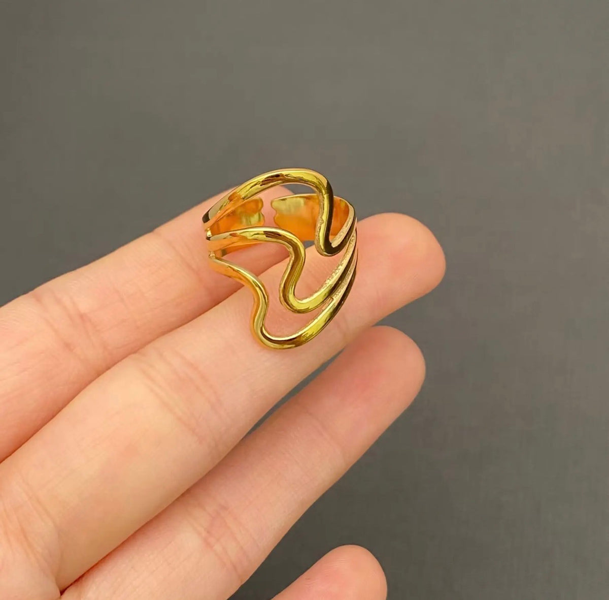 Gold Plated Geometric Ring