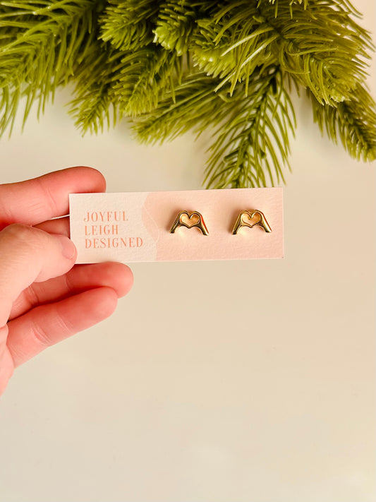 Heart Hands Studs