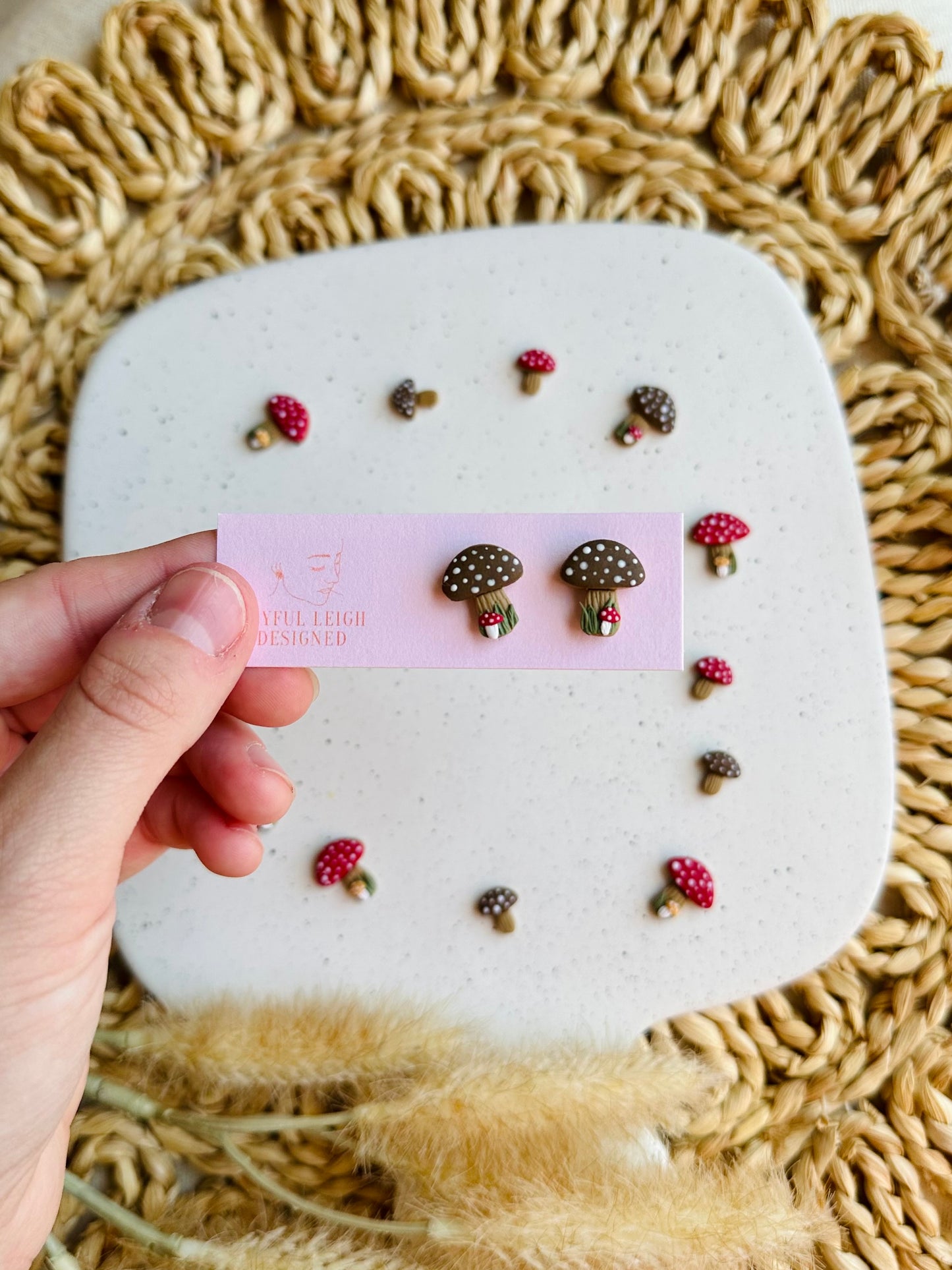 Cottagecore Mushroom Studs