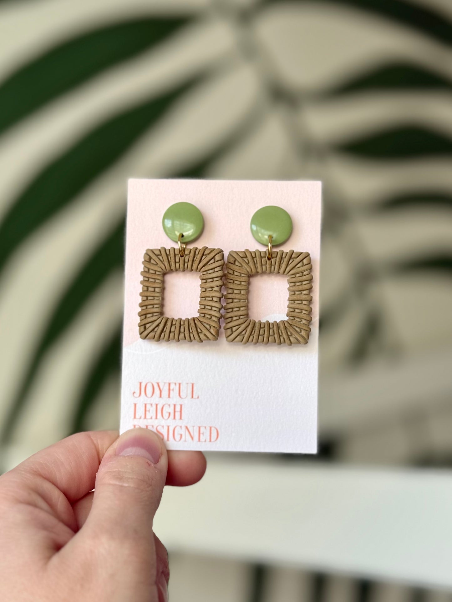 Green Rattan Dangles