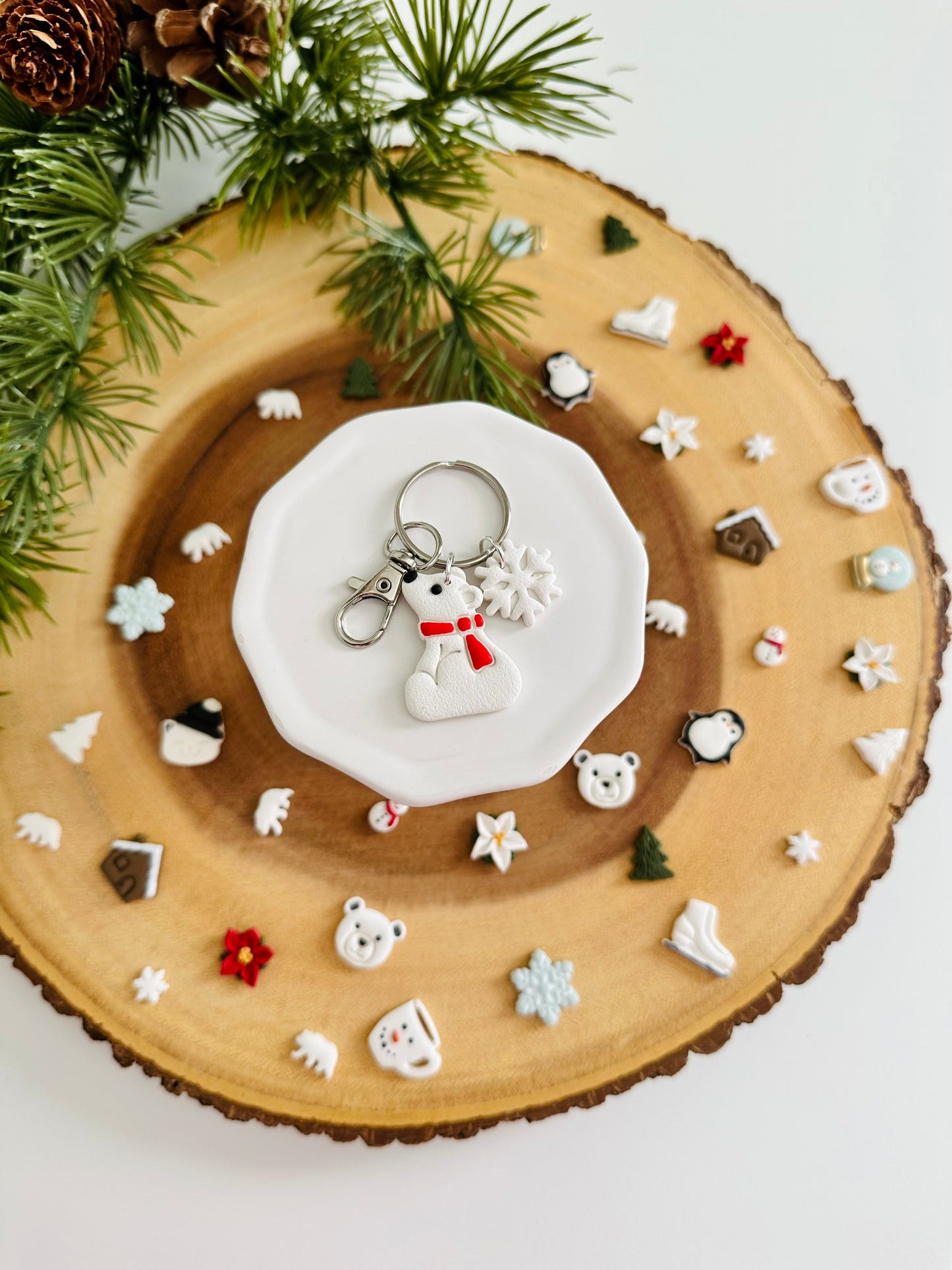 Polar Bear Keychain - Red Scarf