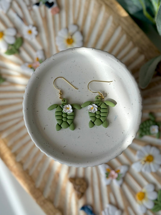 Floral Turtle Dangles