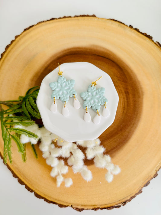 Blue and White Snowflake Dangles