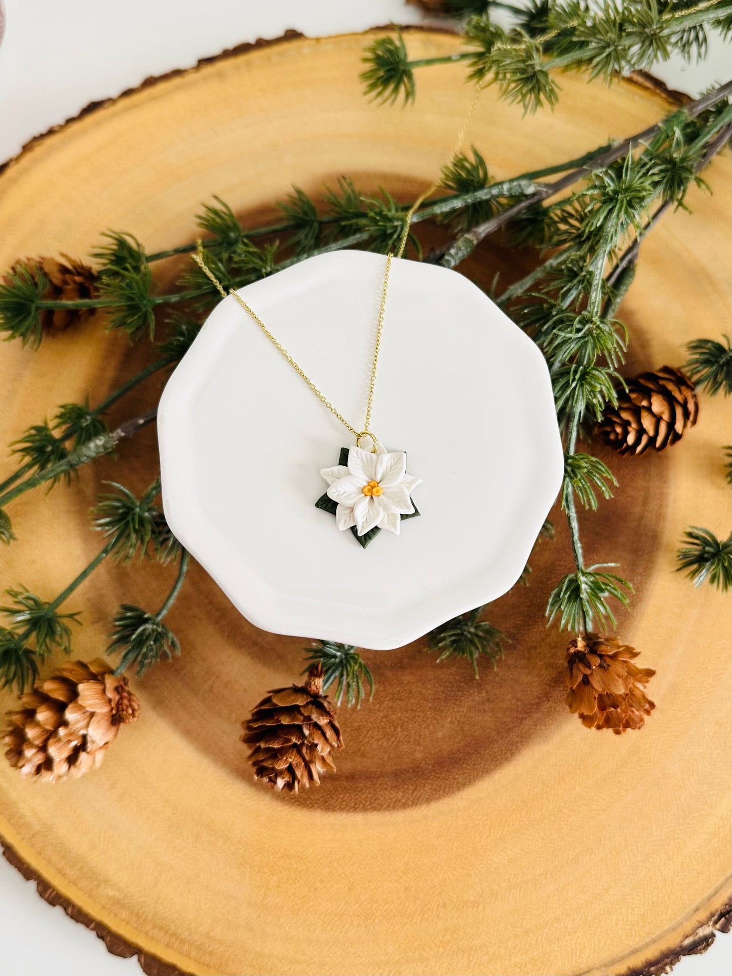 White Poinsettia Necklace