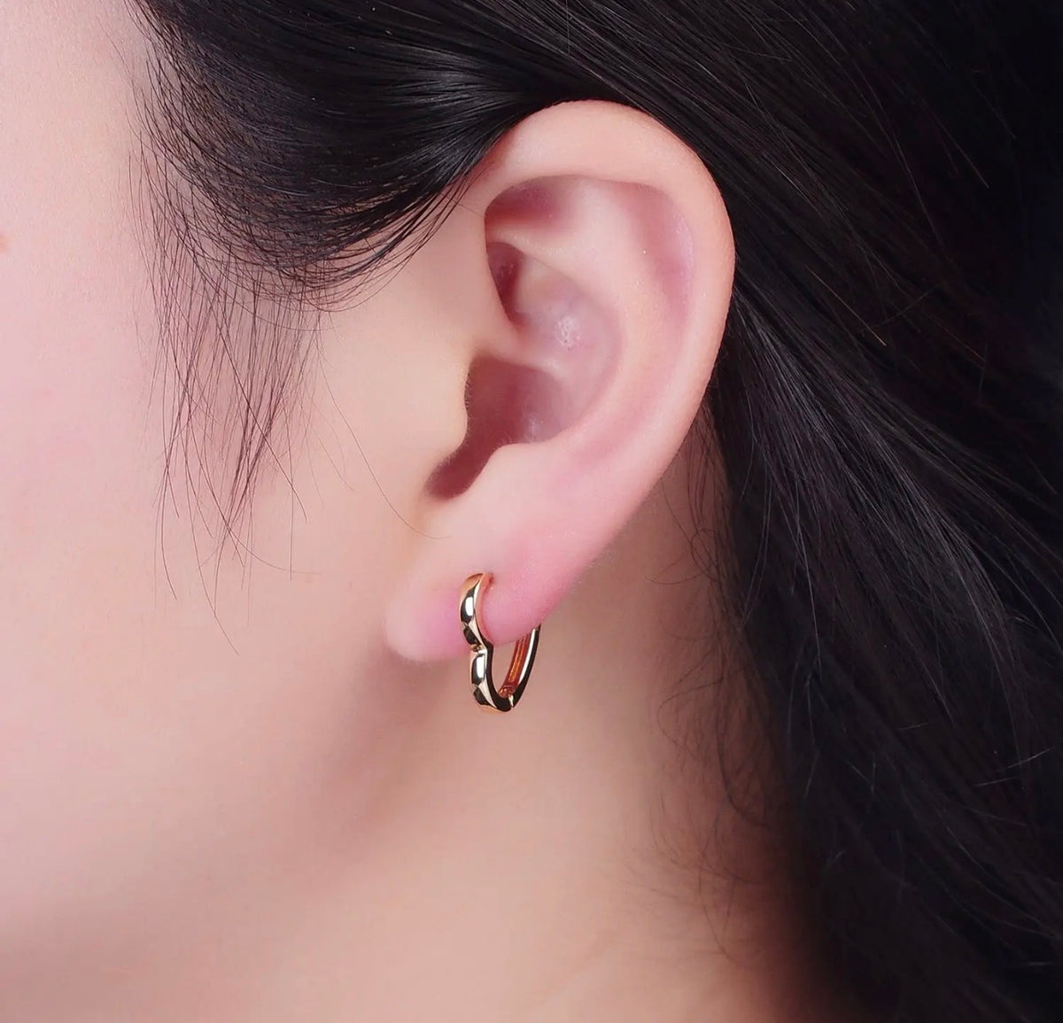 24k Gold Filled 13.4mm Heart Huggies