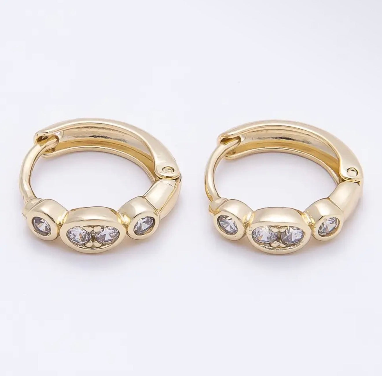 16k Gold Filled 13mm Cz Bezel Earrings