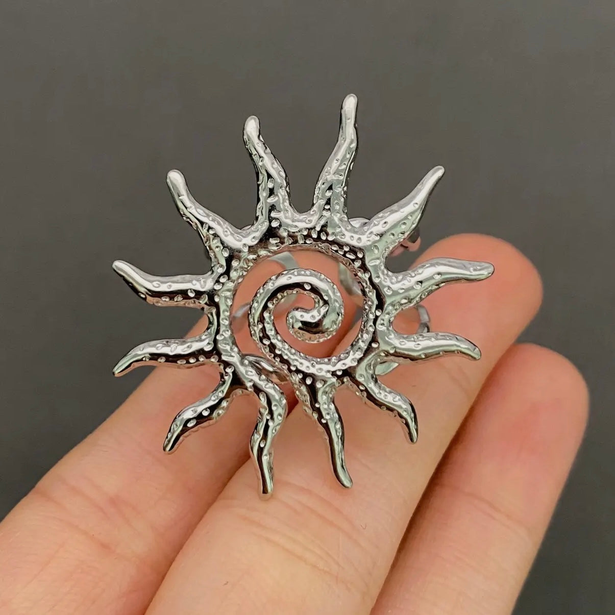 Silver Statement Sun Ring