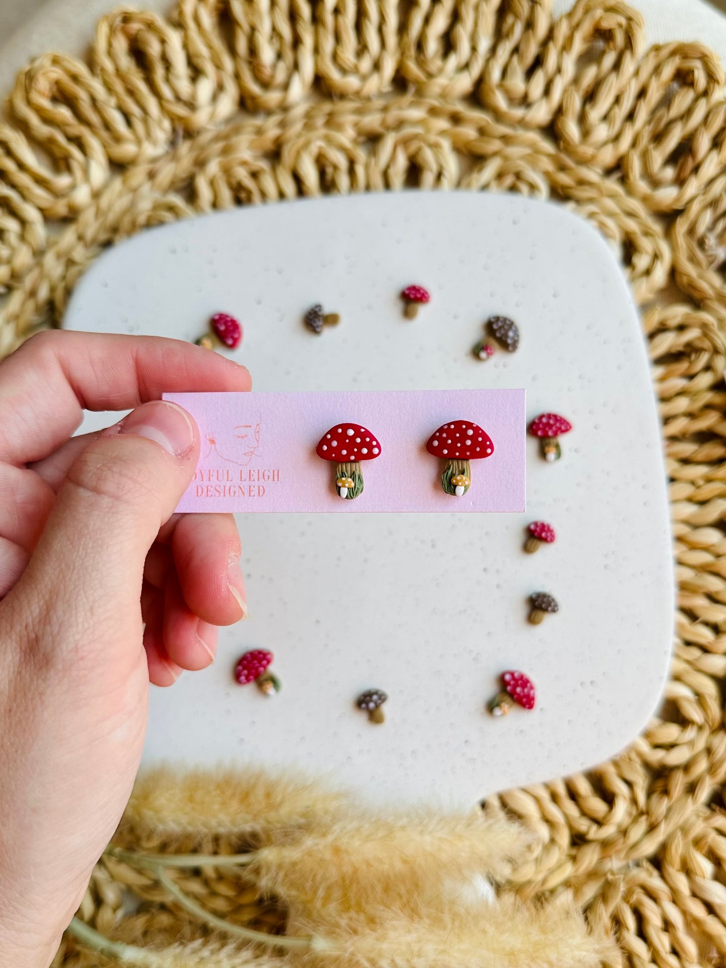 Cottagecore Mushroom Studs