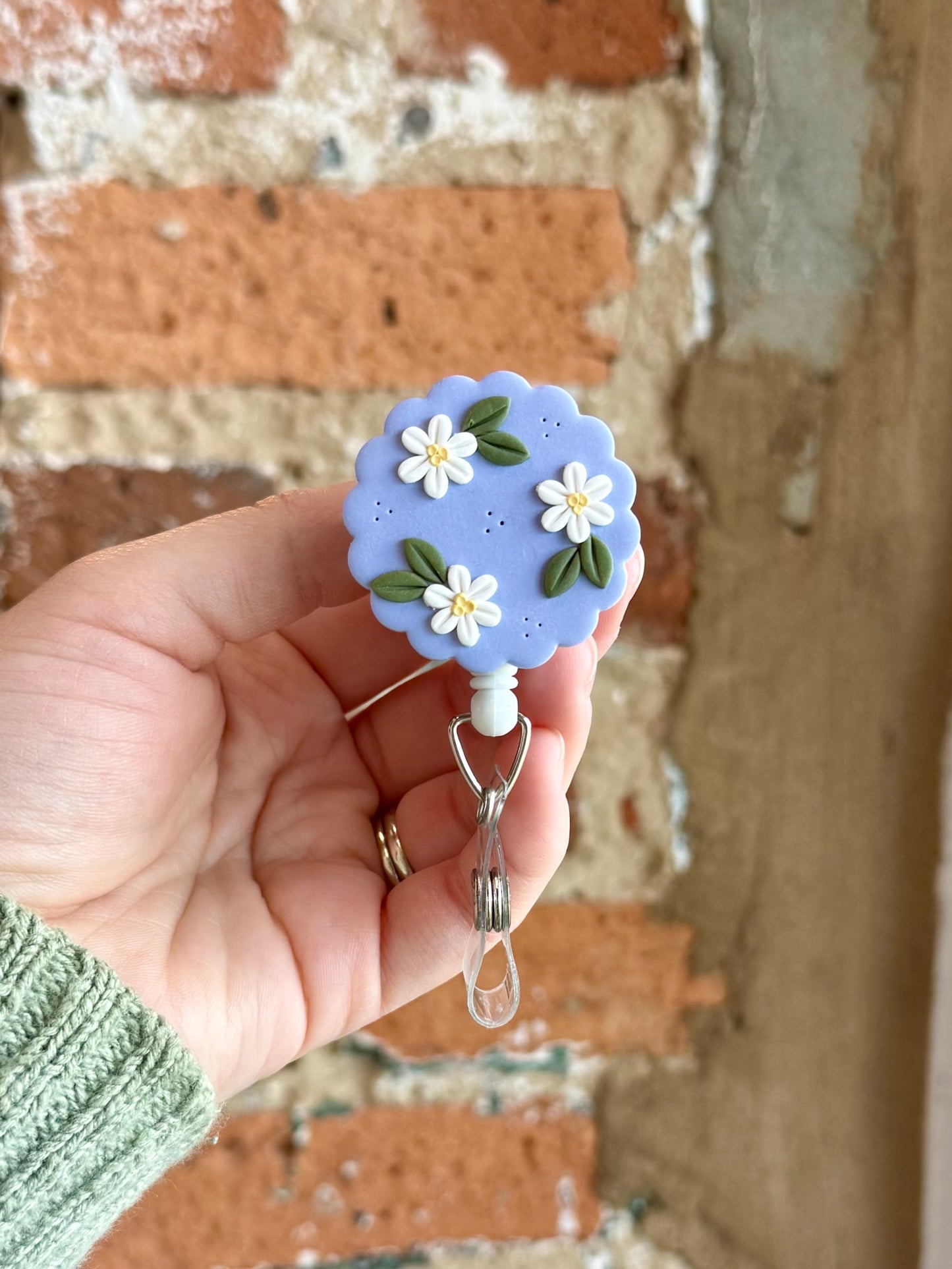 Blue Floral Badge Reel