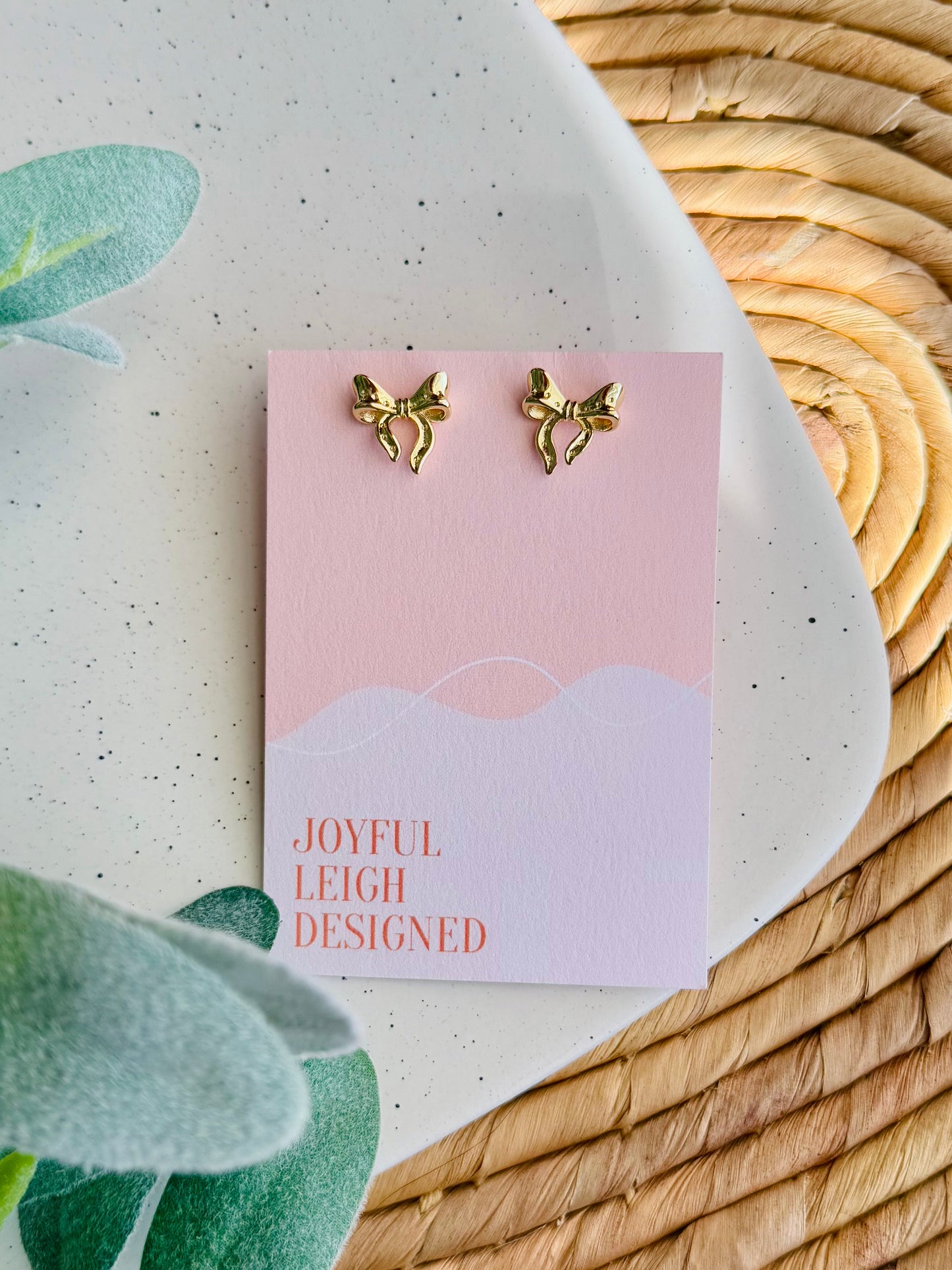 Gold Coquette Bow Studs