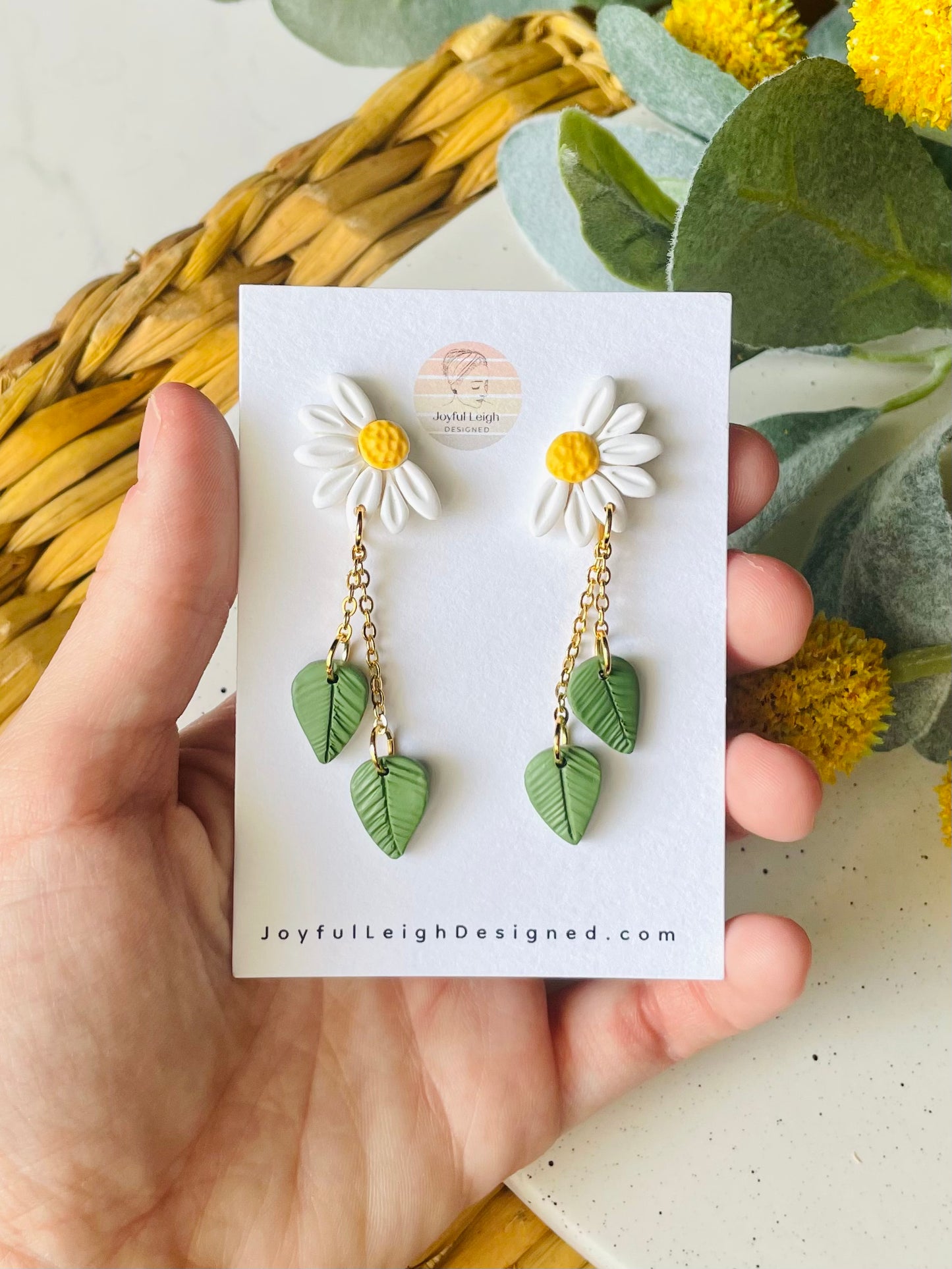 Half Sunflower and Daisy Leaf Dangles