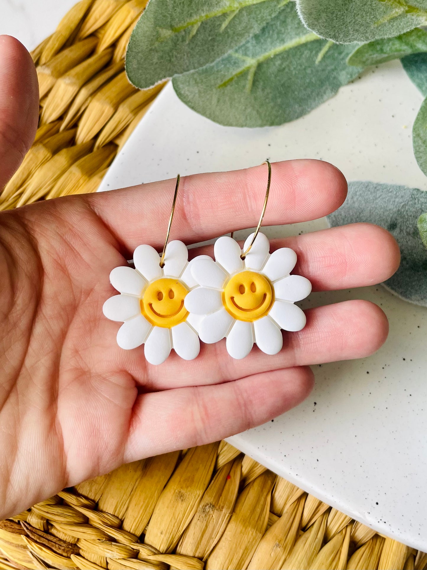 Happy Face Daisy Hoops