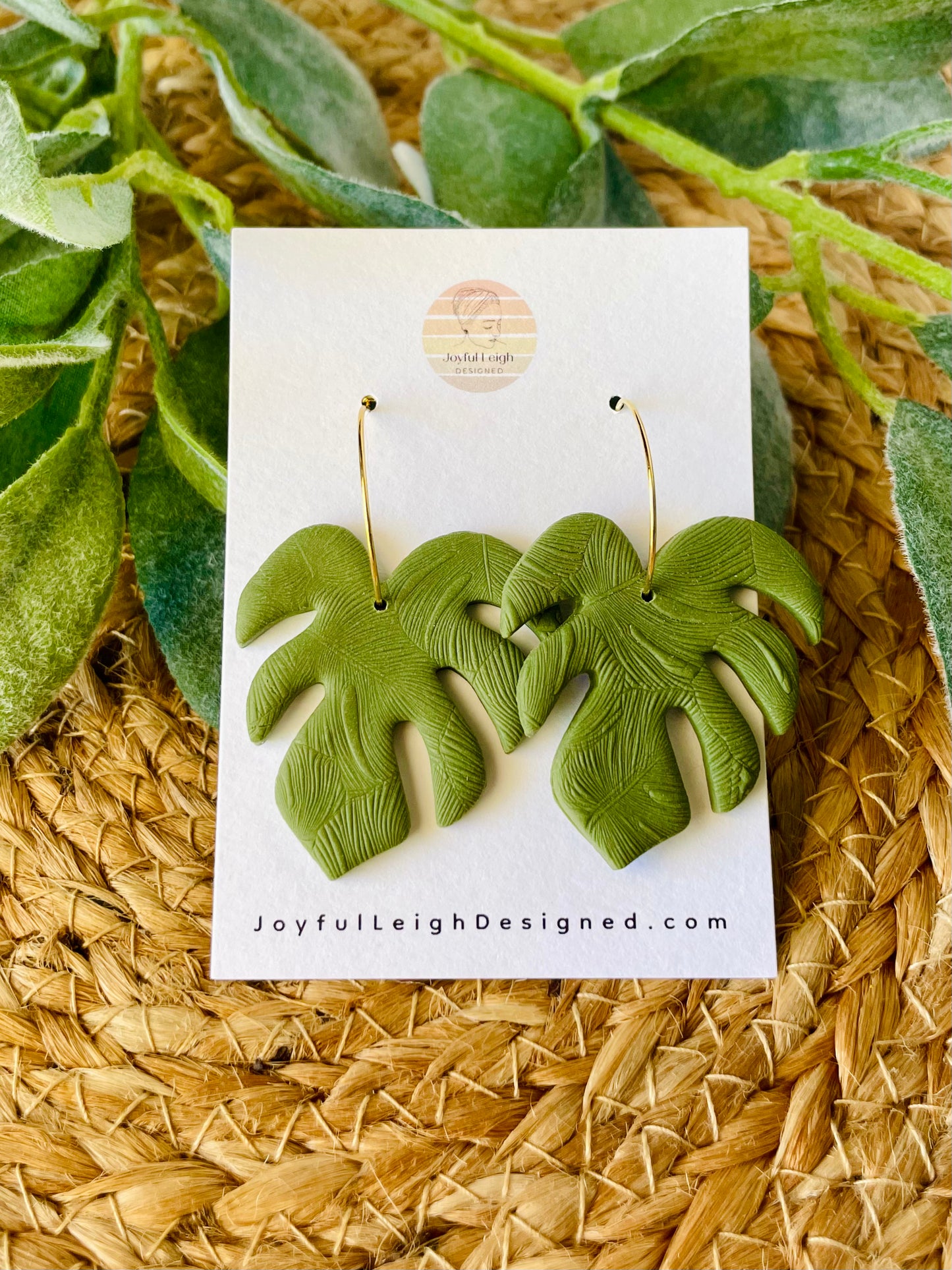 Large Monstera Leaf Hoops