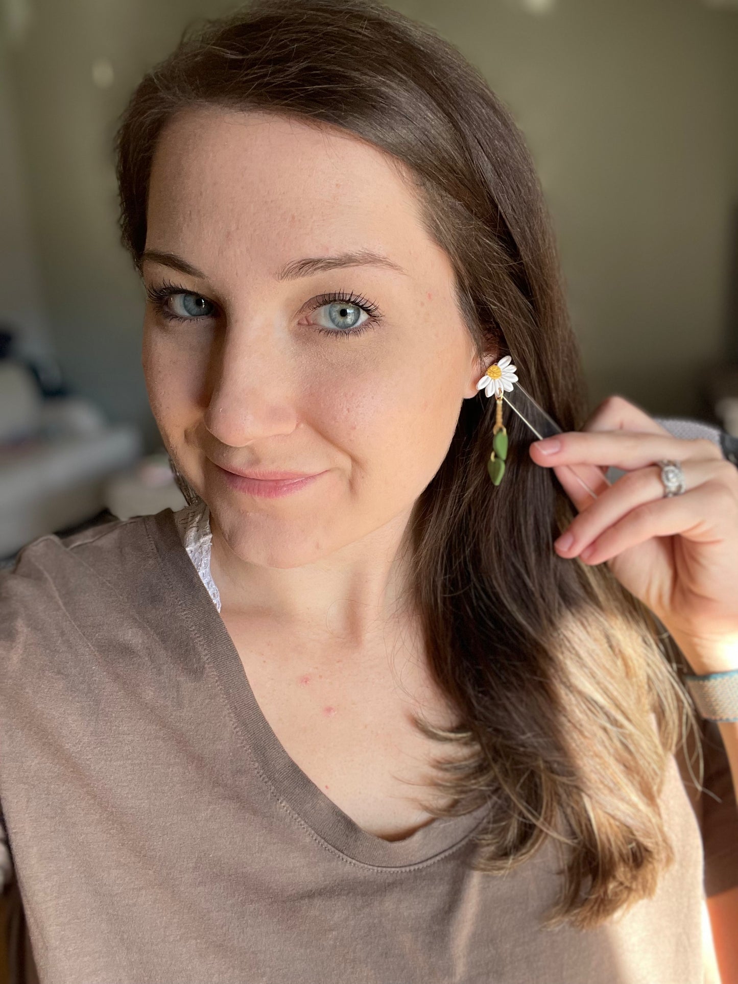Half Sunflower and Daisy Leaf Dangles