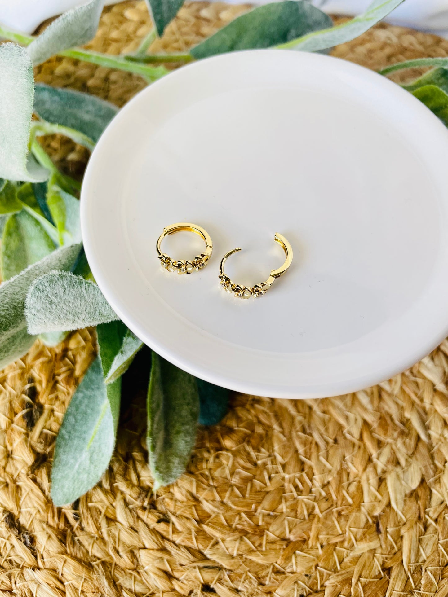 Gold Filled Flower Huggie Hoops