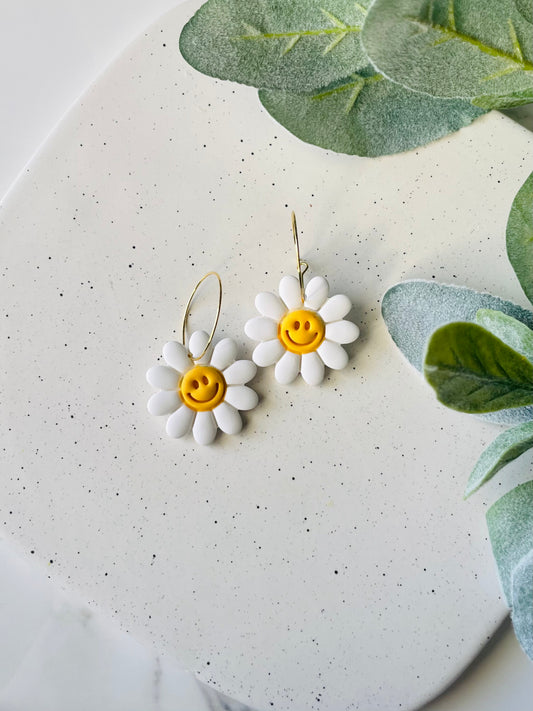 Happy Face Daisy Hoops