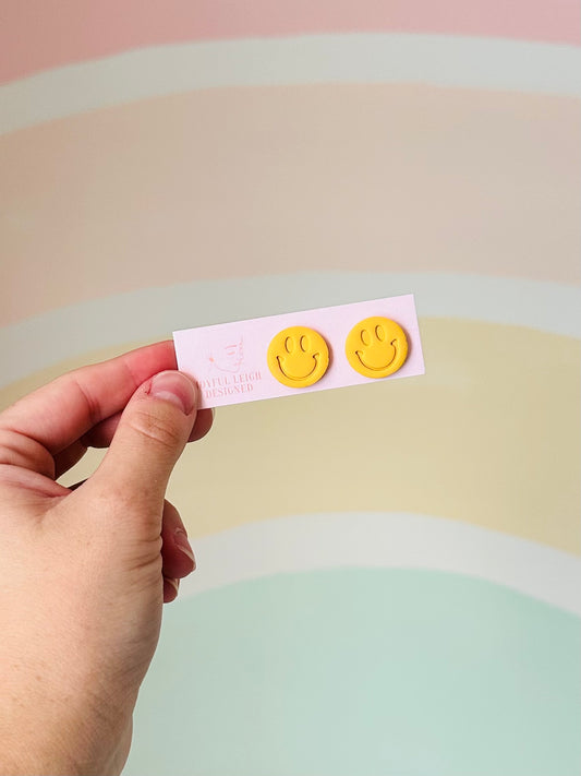Large Happy Face Studs