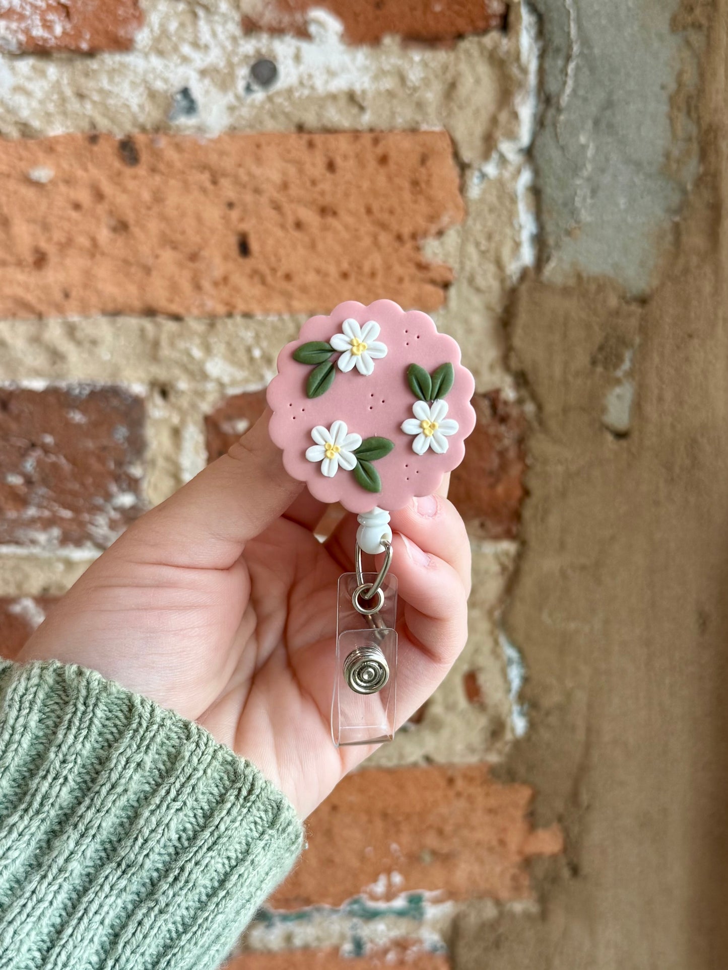 Pink Floral Badge Reel