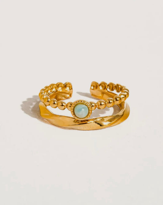 Green Double Band Ring