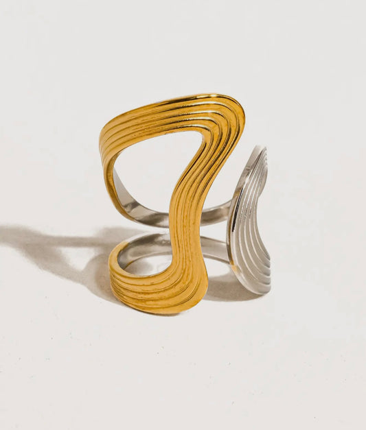 Mixed Metal Abstract Ring