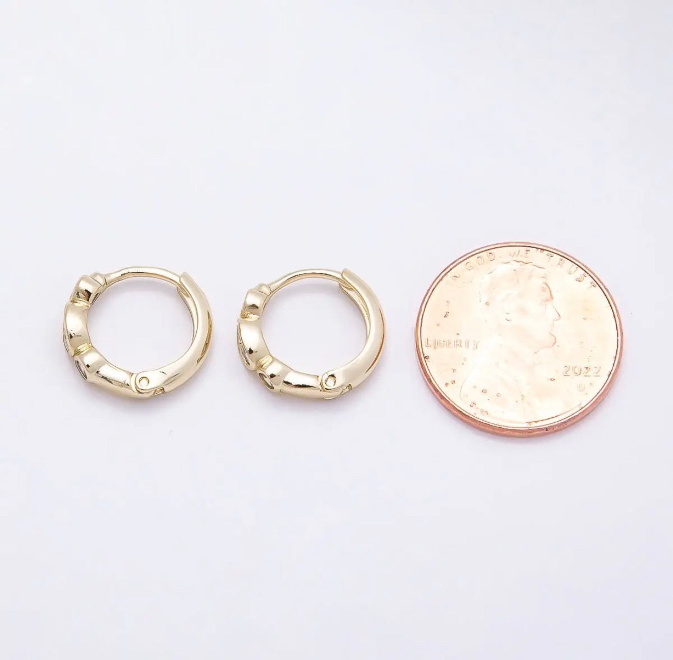 16k Gold Filled 13mm Cz Bezel Earrings