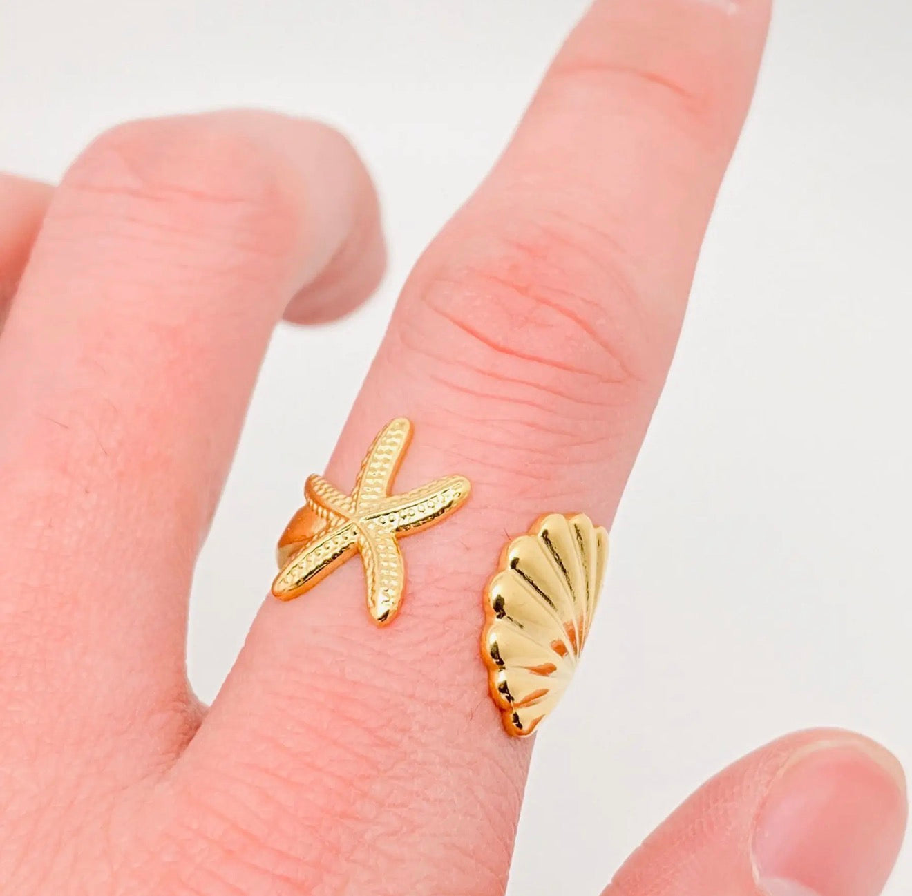 Starfish and Shell Ring