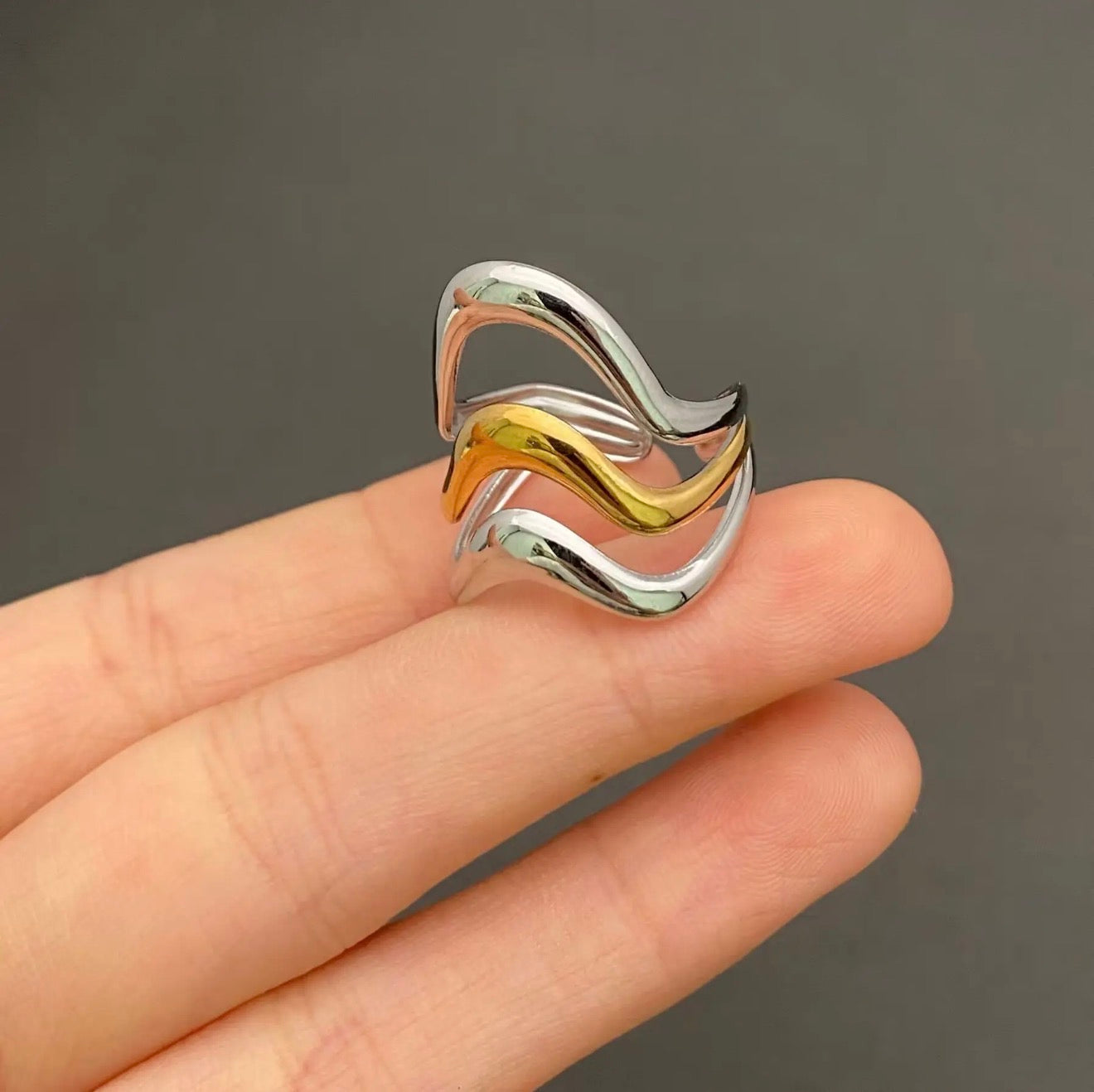 Mixed Metal Geometric Ring