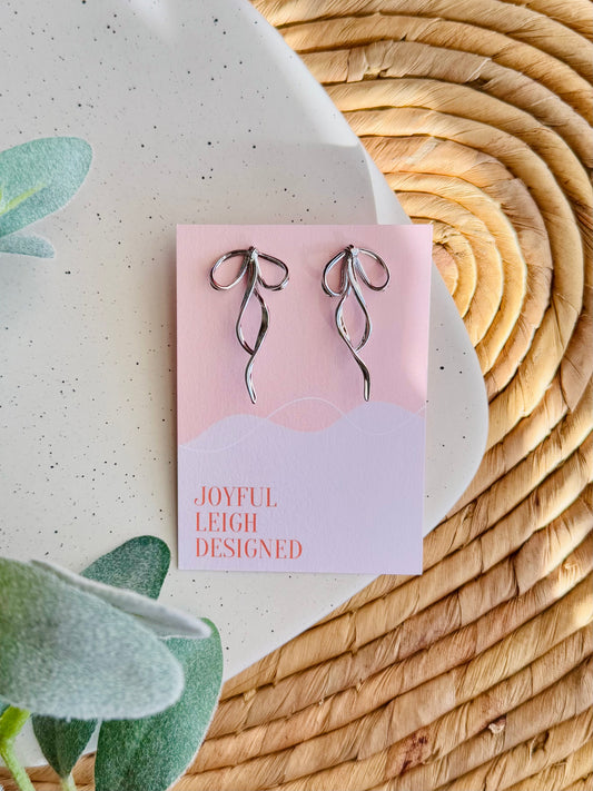 Tied Ribbon Bow Studs