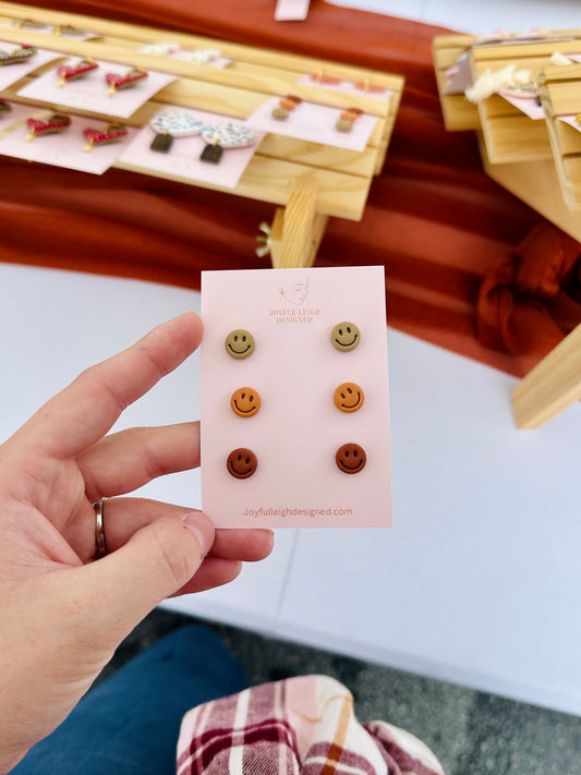 Happy Face Studs Fall Colors