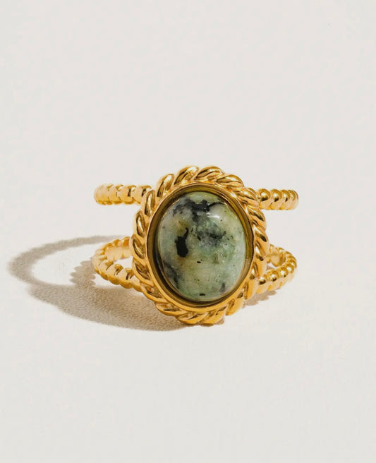 Double Band Green Stone Ring