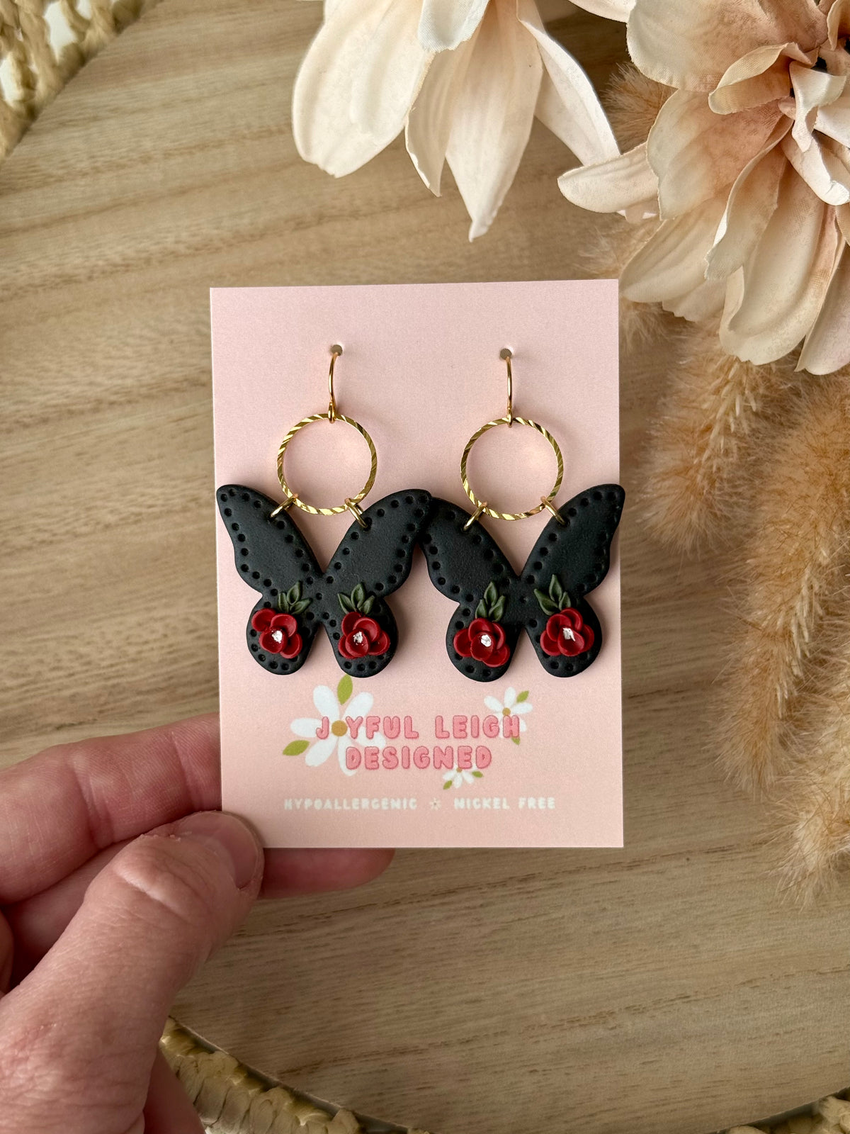 Floral Black Butterflies