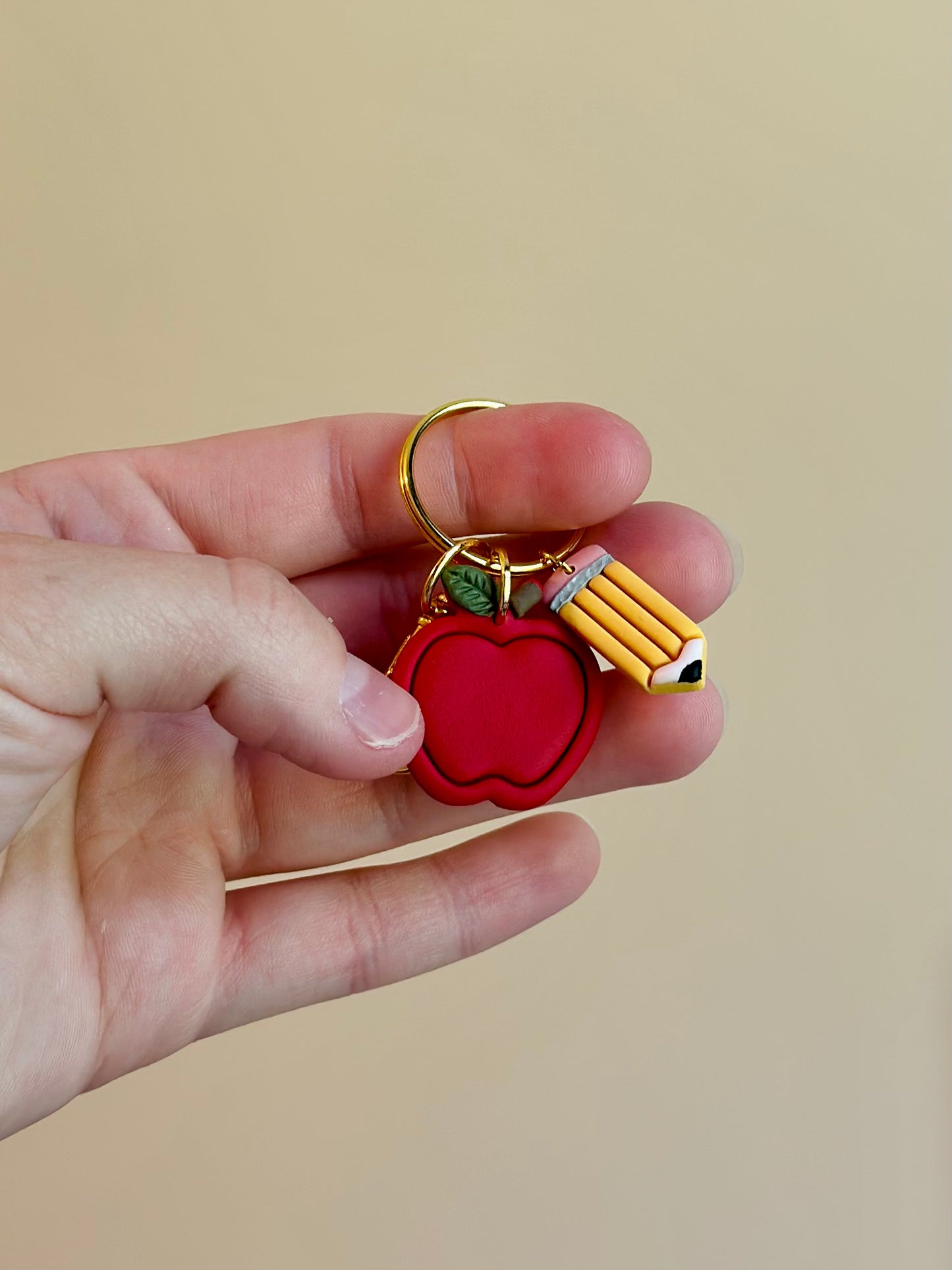 Apple and Pencil Keychain