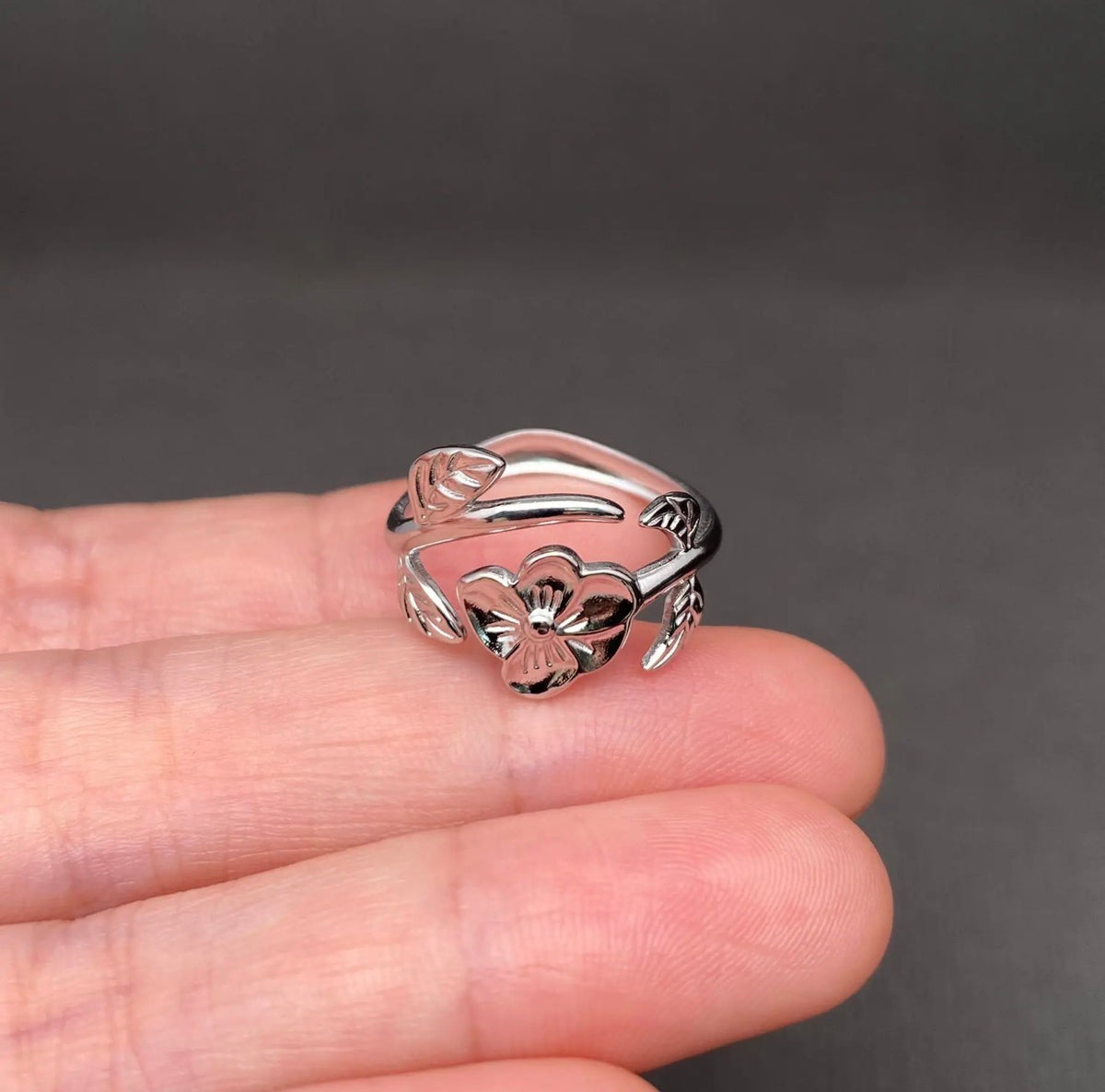 Silver Gold Plated Flower Ring