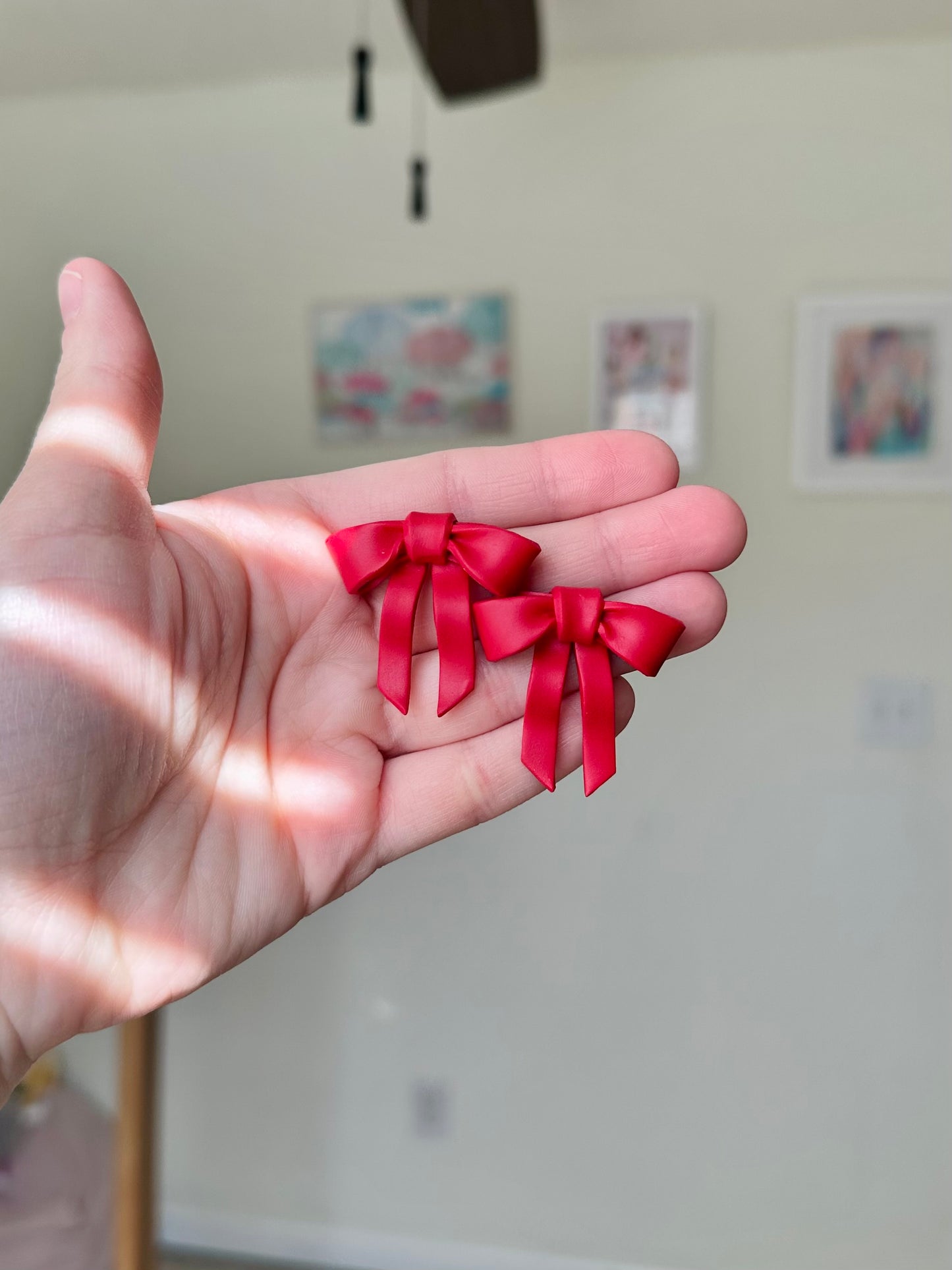 Red Bow Statement Studs