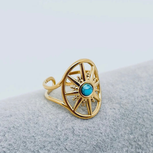 Turquoise Stone Sun Ring