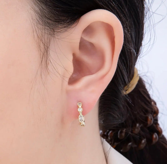 16k Gold Filled 17mm Cz Bezel Earrings