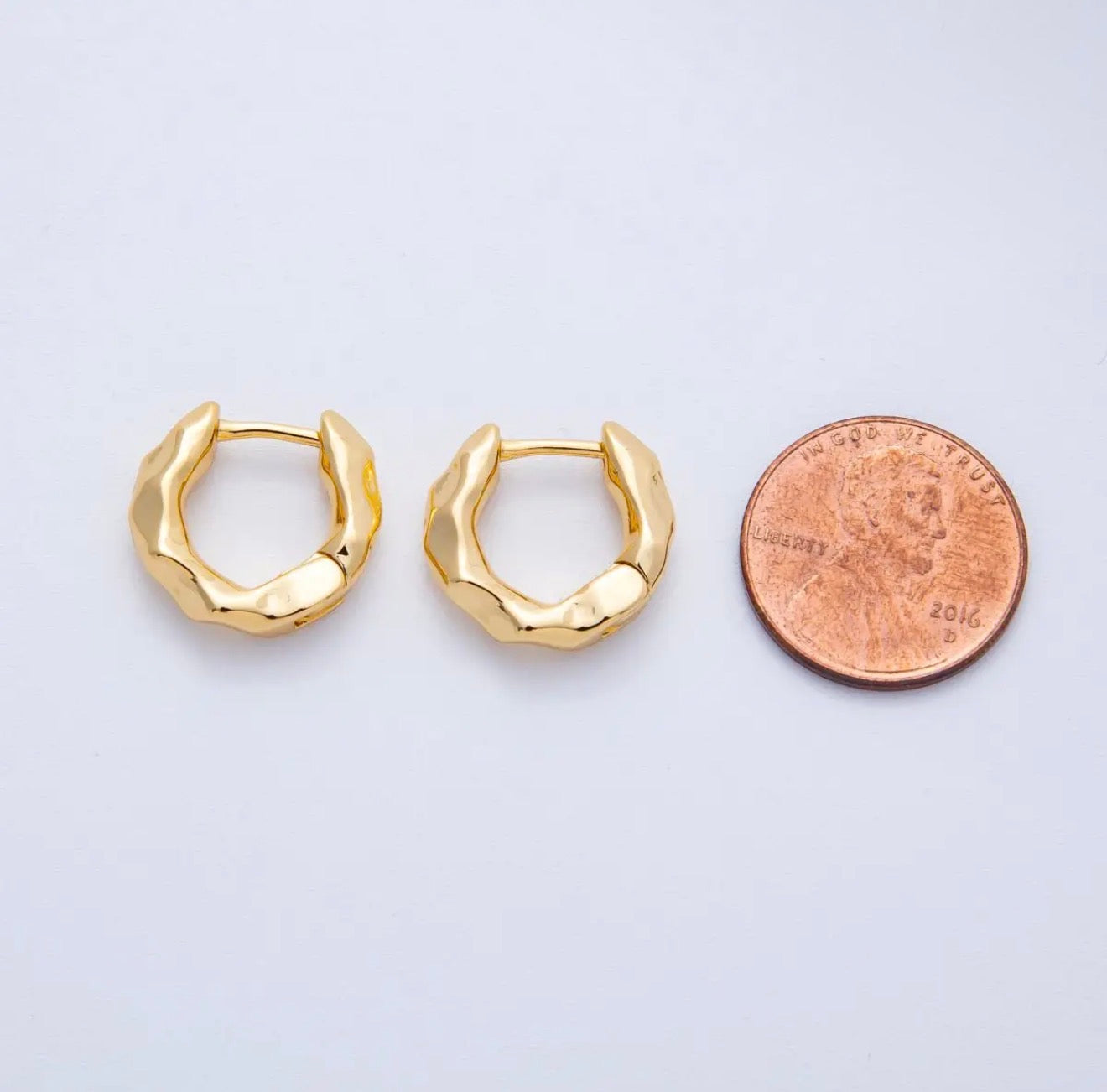 18K Gold Filled Hammered Huggie Hoops
