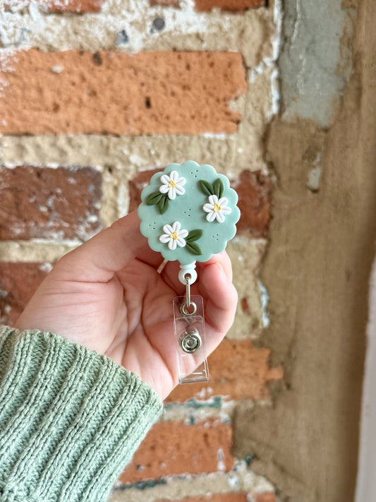 Green Floral Badge Reel