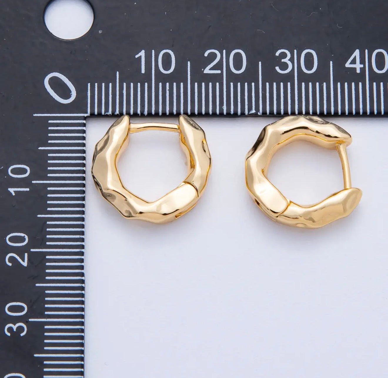 18K Gold Filled Hammered Huggie Hoops