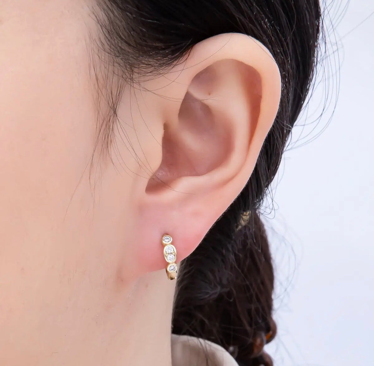 16k Gold Filled 13mm Cz Bezel Earrings