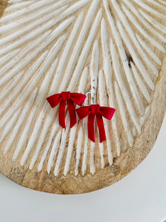 Red Bow Statement Studs