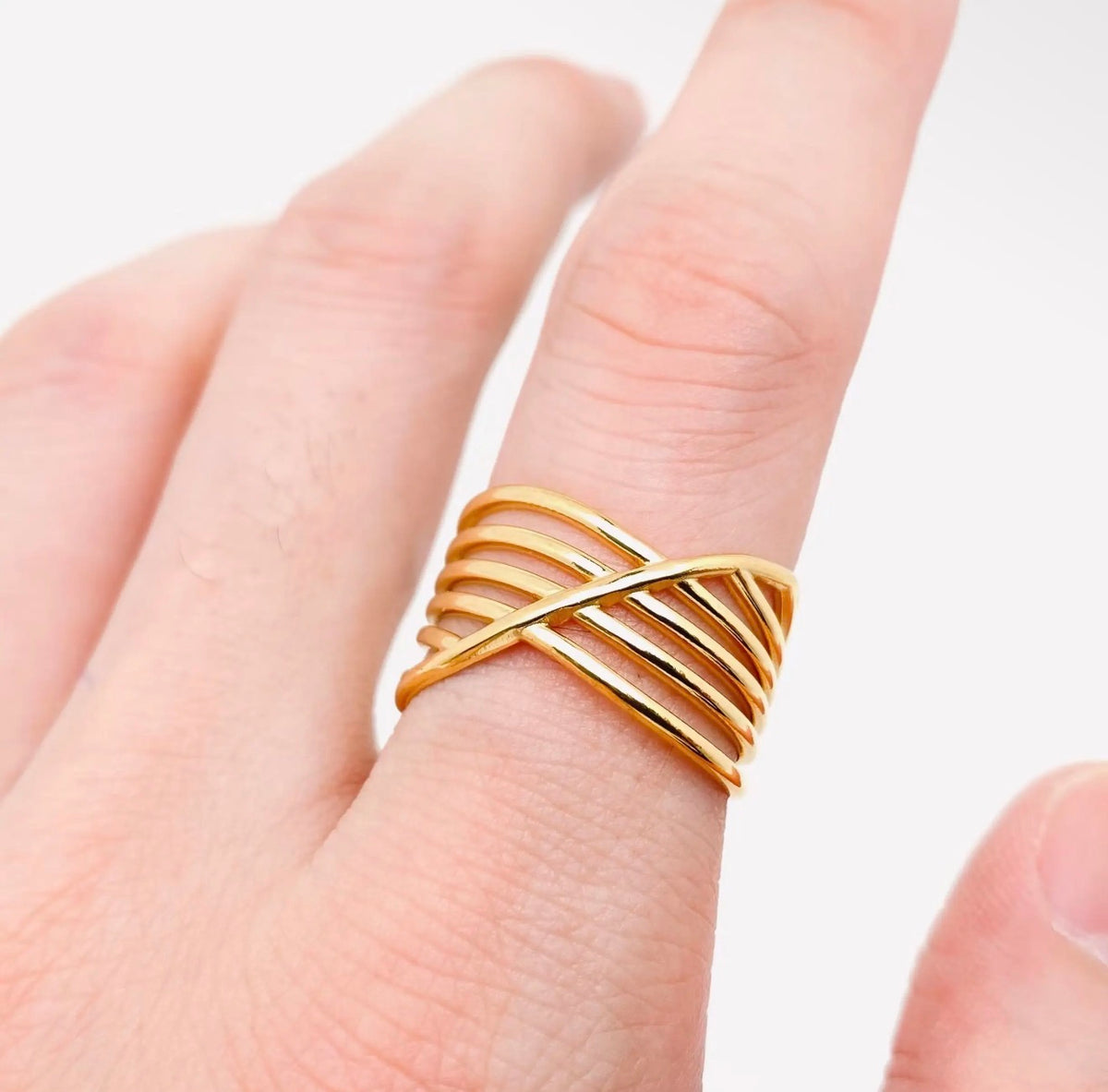 Criss Cross Stainless Steel Ring