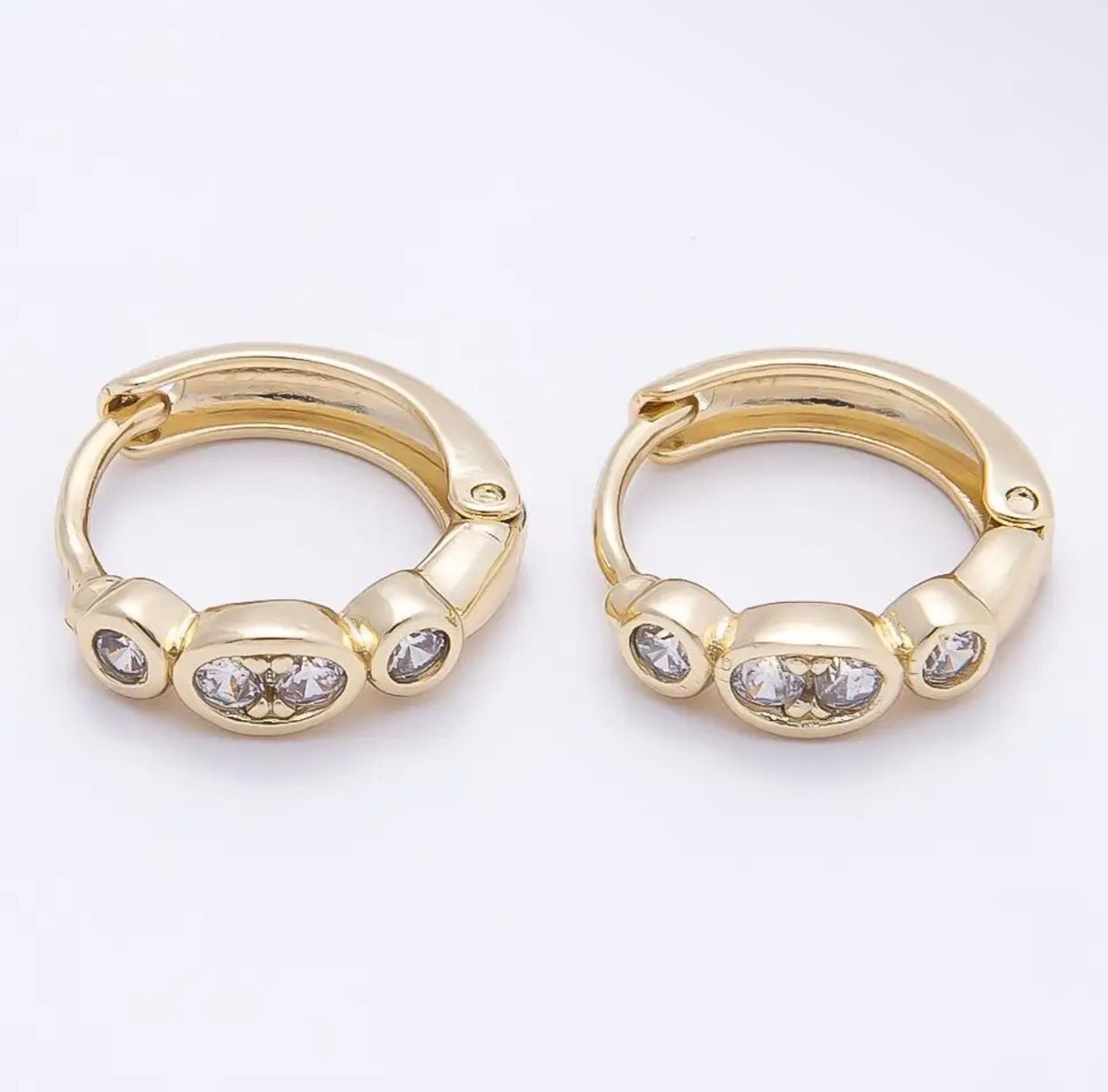 16k Gold Filled 13mm Cz Bezel Earrings